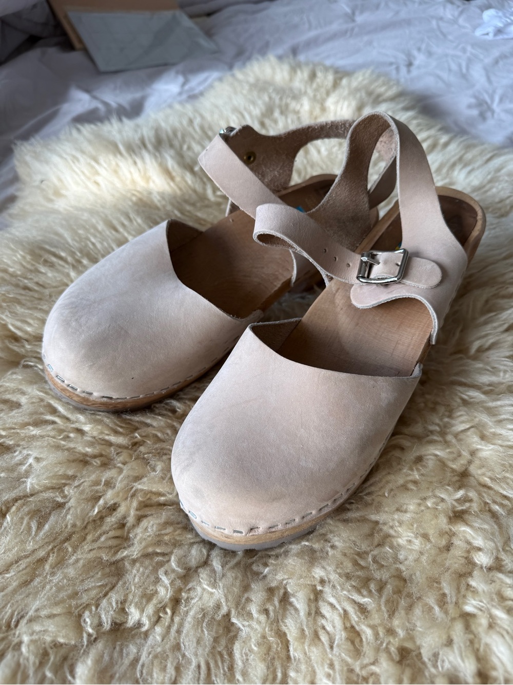 Mia Swedish Abba Clogs Cream Leather
